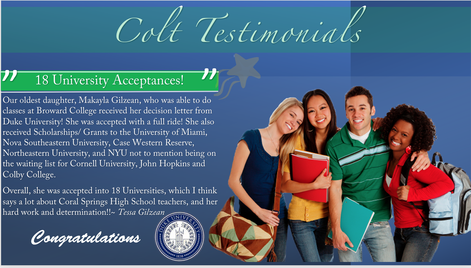  Colt Testimonials
